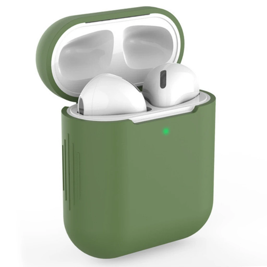 Mustard green Чехол для наушников для Apple AirPods 1 2 силиконовый чехол Беспроводная Bluetooth сумка для наушников Защитный для AirPod Air pods Тонкий чехол - Цвет: Mustard green