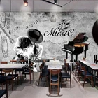Пользовательские фото 3D настенные самоклеящиеся обои ручная роспись Винтаж музыка ресторан кафе фон Настенный декор водостойкие