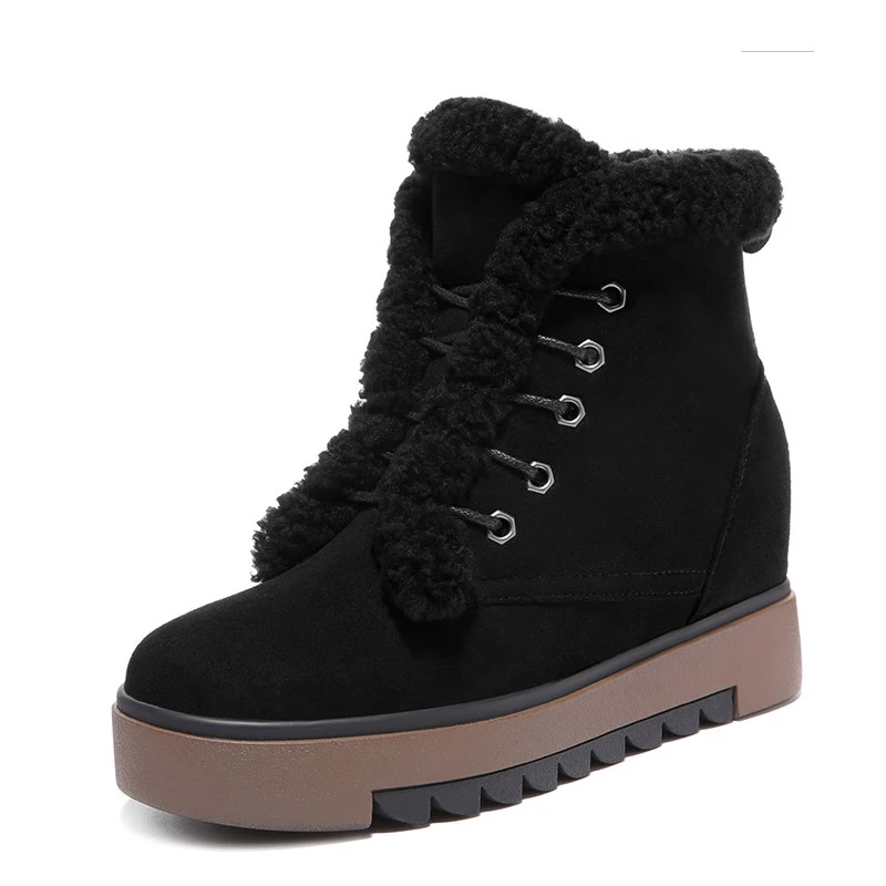 SWYIVY Chaussure Femme ботильоны на платформе из микрофибры женские зимние ботинки
