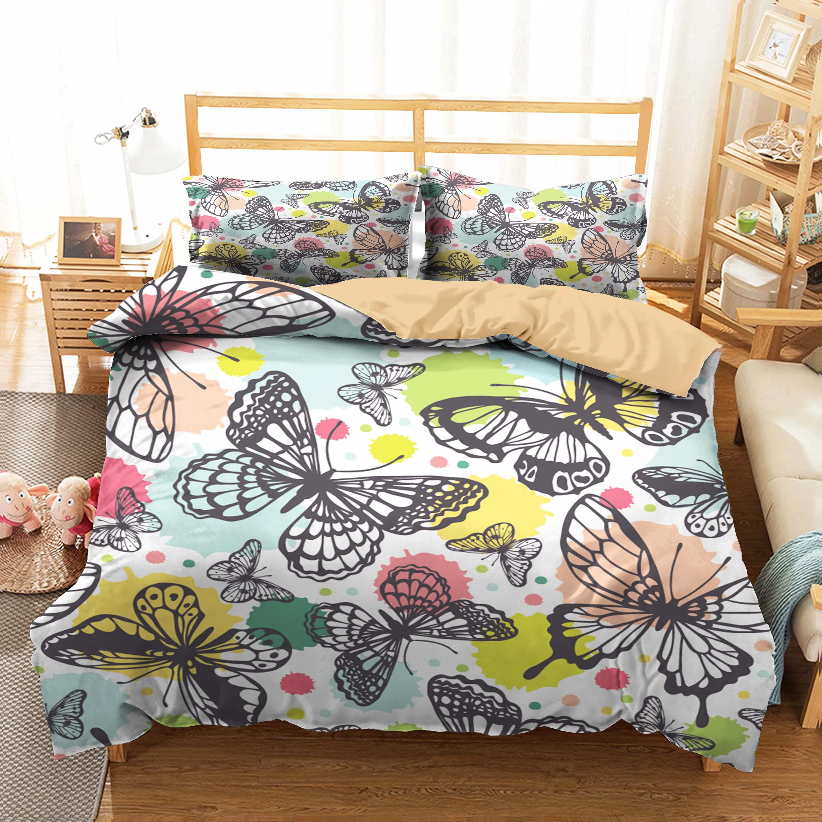 Пододеяльник постельное белье с принтом бабочки одежда для спальни домашний