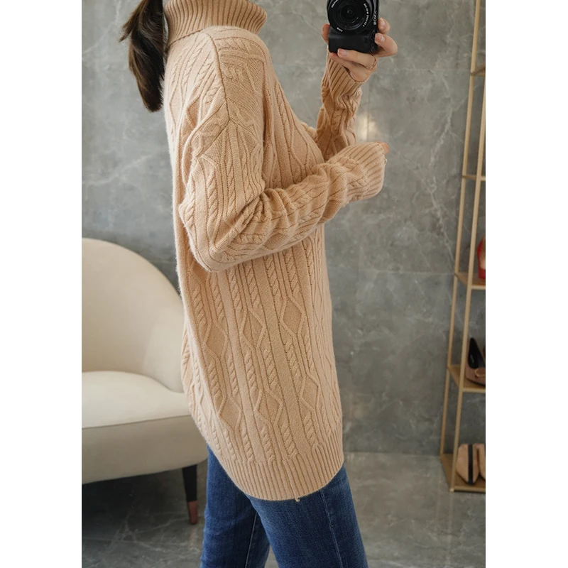 19 European station cashmere sweater women lazy wind round neck striped bottoming sweater large size loose temperament sweater