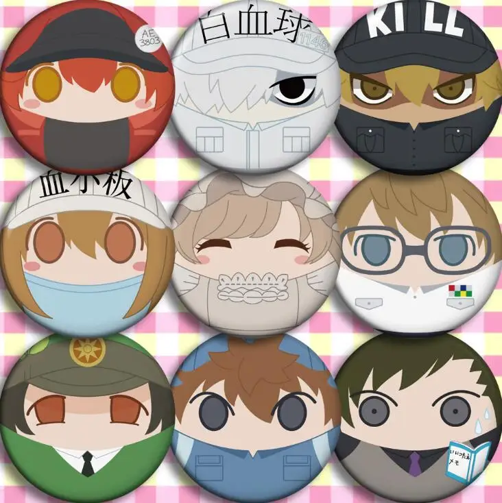 10 шт./1 лот аниме клетки на работе красные кровяные белые эмблемы 4994 значки