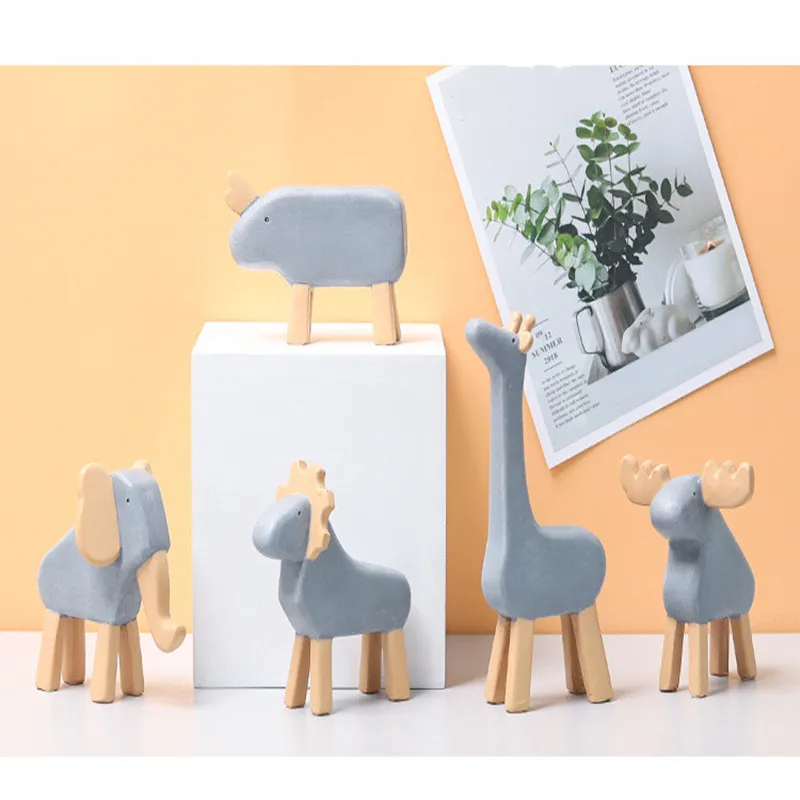 

Modern Nordic Style Home Decor Cartoon Cute Animal Figurines Creative Photo Props Ornaments Product Decoration Surprise Gift