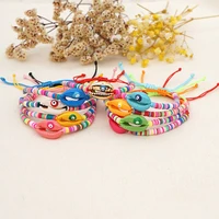 bohemian beach style 4mm colored soft clay all match natural shell dripping oil eye small bracelet female women bracelet bangles