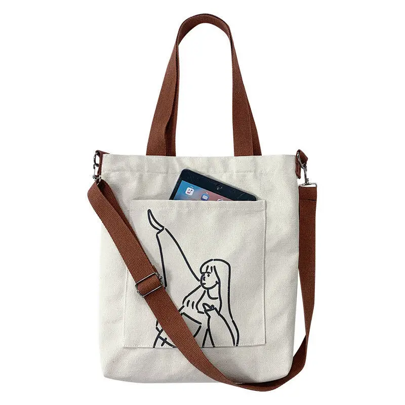 

Canvas Bag Women Messenger Bag Large Capacity Shopping Bag Versatile Canvas Bag Slung Female Student Women's Handbag