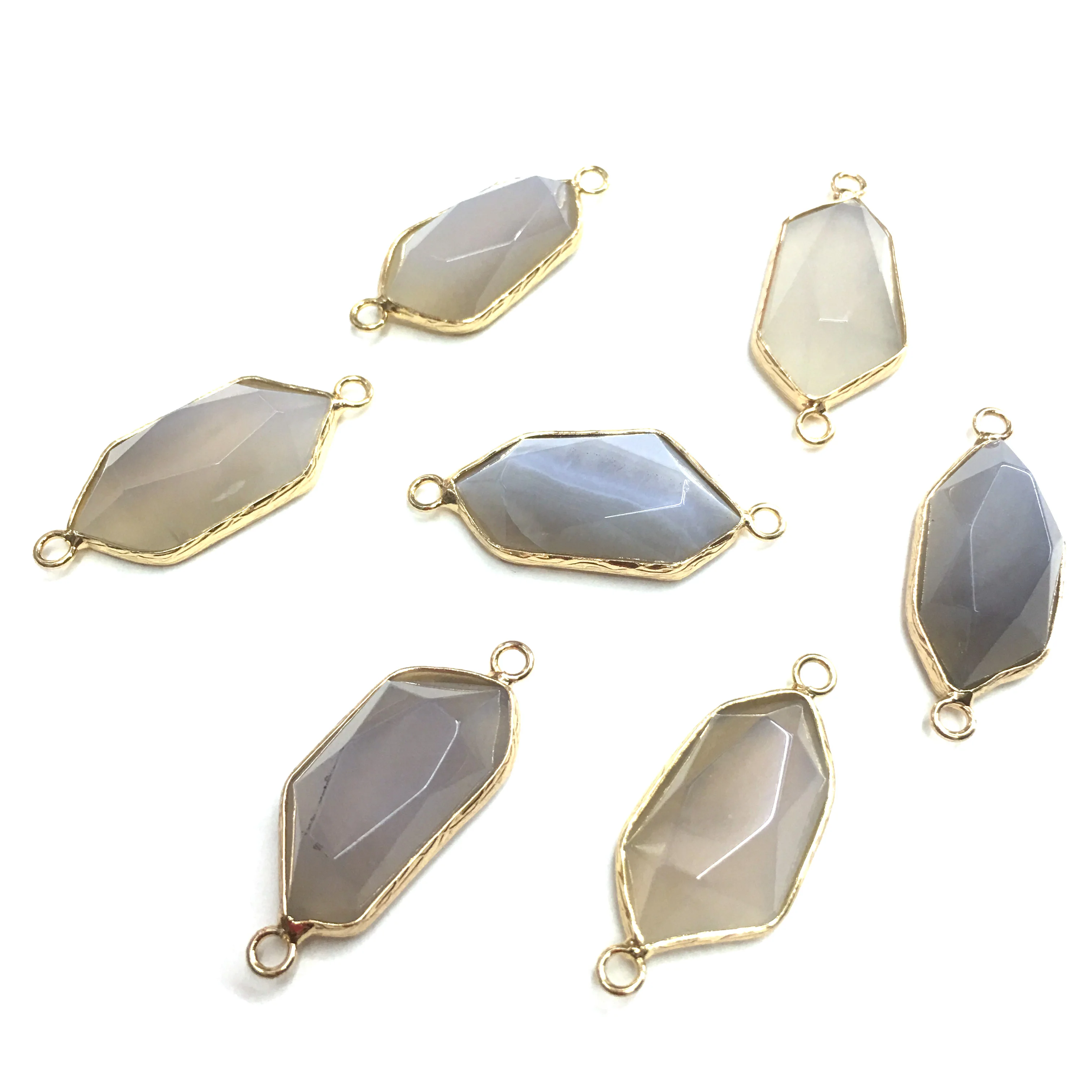 Подвеска из натурального агата неправильной формы, Соединитель с двумя отверстиями Подвески для изготовления ювелирных изделий, аксессуары для ожерелья, 15x35 мм