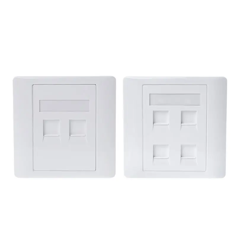 

86 Type White Faceplate Wall Plate Socket Dual Ports Network LAN Telephone Panel RJ45 Plug