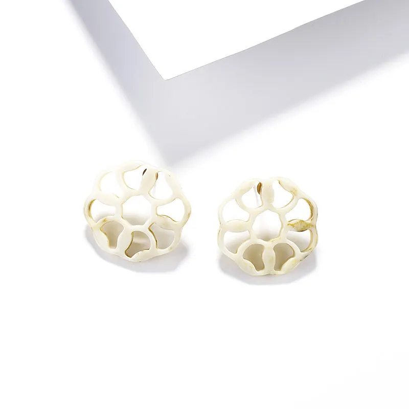 Beige Resin Flower AENSOA этнические деревянные геометрические круглые овальные квадратные висячие серьги винтажные коричневые массивные серьги из акриловой смолы модные ювелирные изделия - Окраска металла: Beige Resin Flower