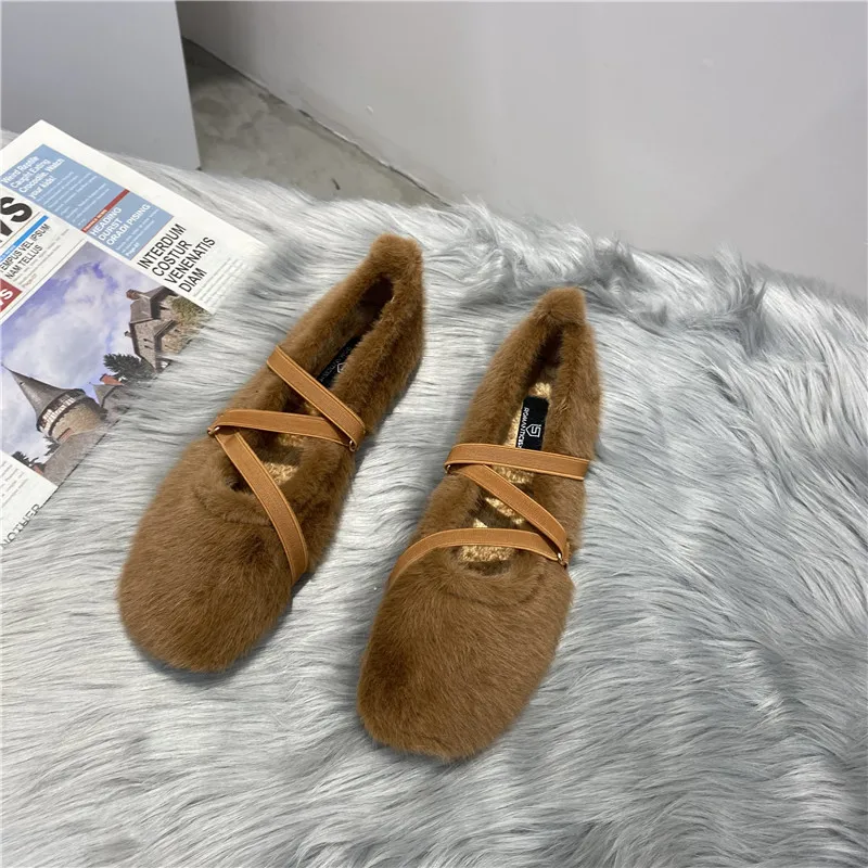

Cross Women's Shoes Casual Female Sneakers Modis Ballet Flats Loafers Fur Ladies' Footwear Round Toe 2021 Ballerinas Boat Dress