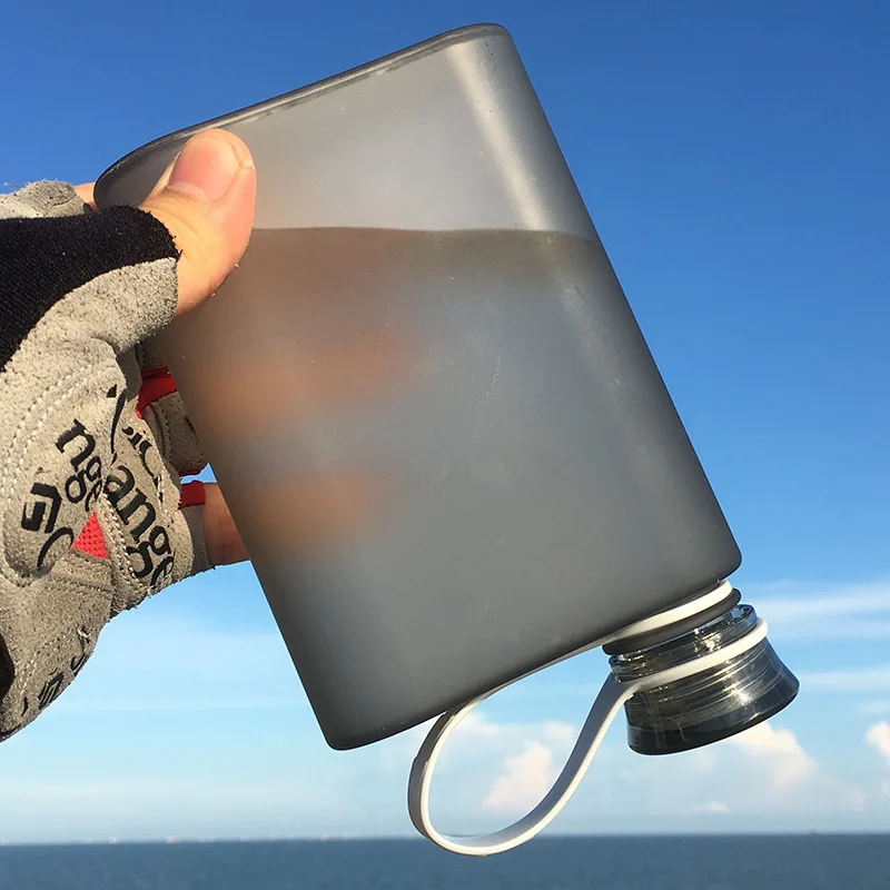 380ml Creative Matte Flat Plastic Water Bottle New A5 Ring Outdoor Sports Portable Bottles Notebook Kettle Wine for Man | Дом и сад