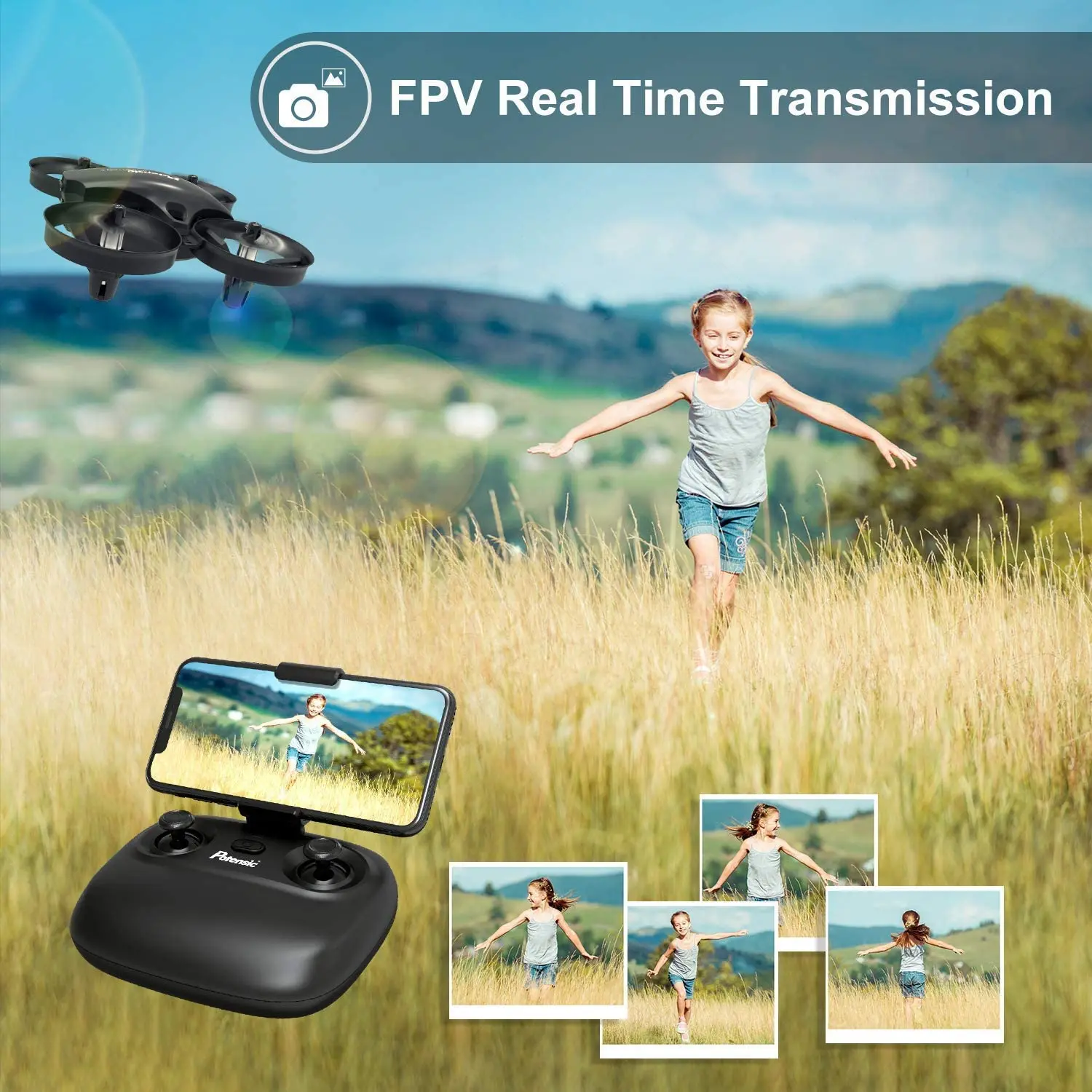 Potensic A20W мини Дрон с камерой в реальном времени FPV 2 4G 6 Axis RC портативный