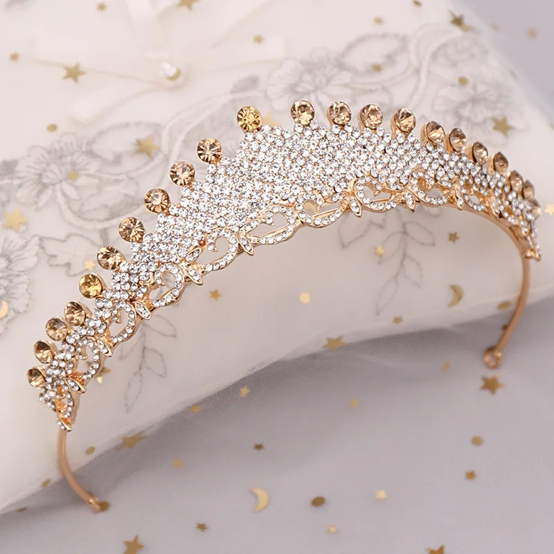 Золотая Хрустальная Женская корона свадебные украшения для волос аксессуары