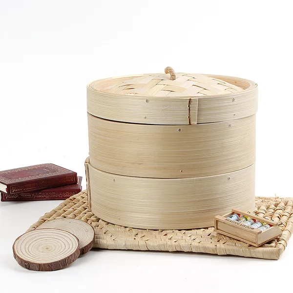 

2 Tier Cooking Bamboo Steamer For Food Dumplings Fish Rice Vegetable Handmade Steamer Basket Tray Home Kitchen Cooking Tool