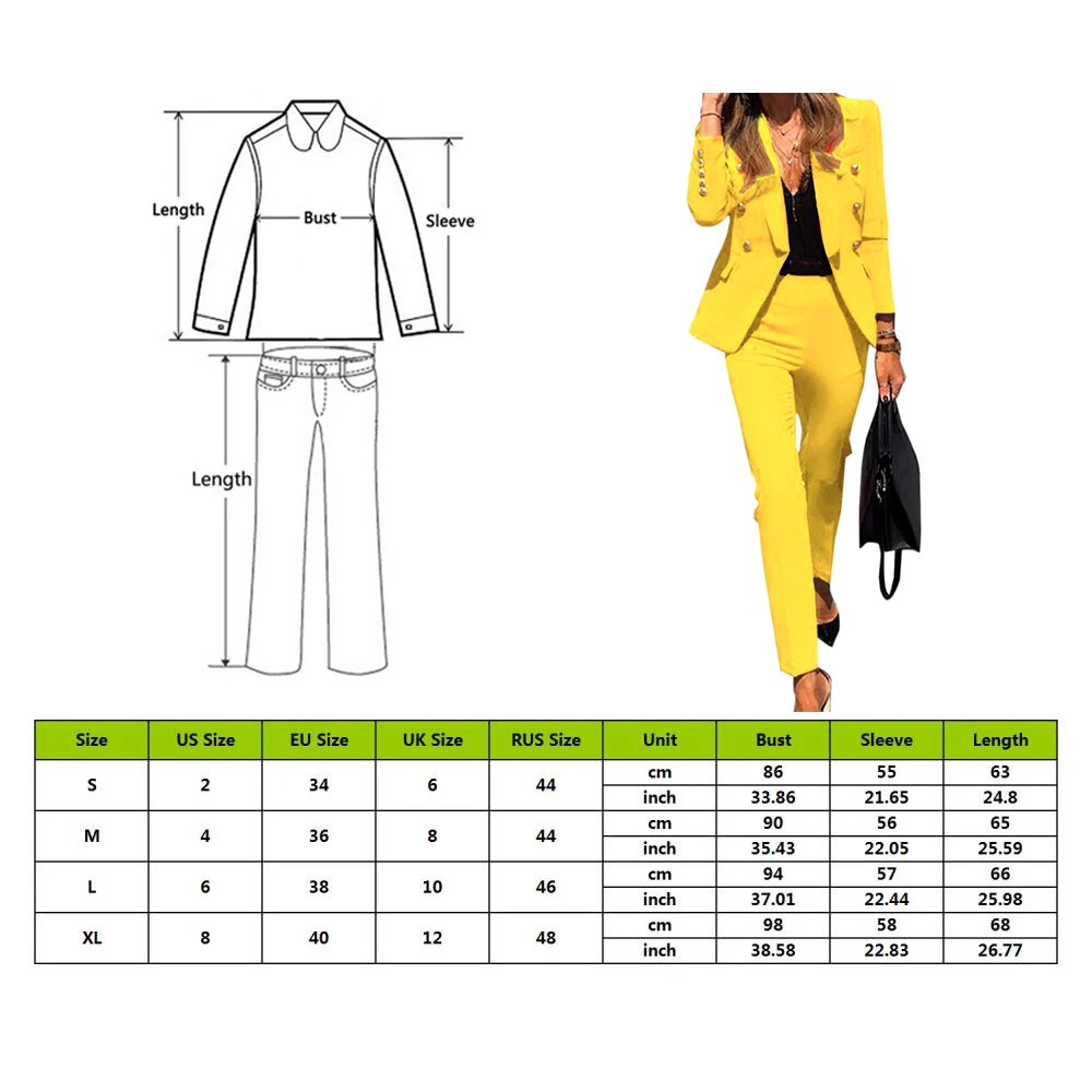 

Office Lady Two-Piece Formal Suit New Fashion Women Solid Color Button Long Sleeve Trousers Ladies Business Casual Suit Outfits