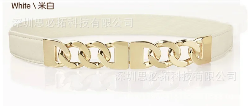 Beige Belt Женские золотые ремни с металлической пряжкой высокого качества женские модные эластичные с поясом облегающие цепи - Цвет: Beige Belt