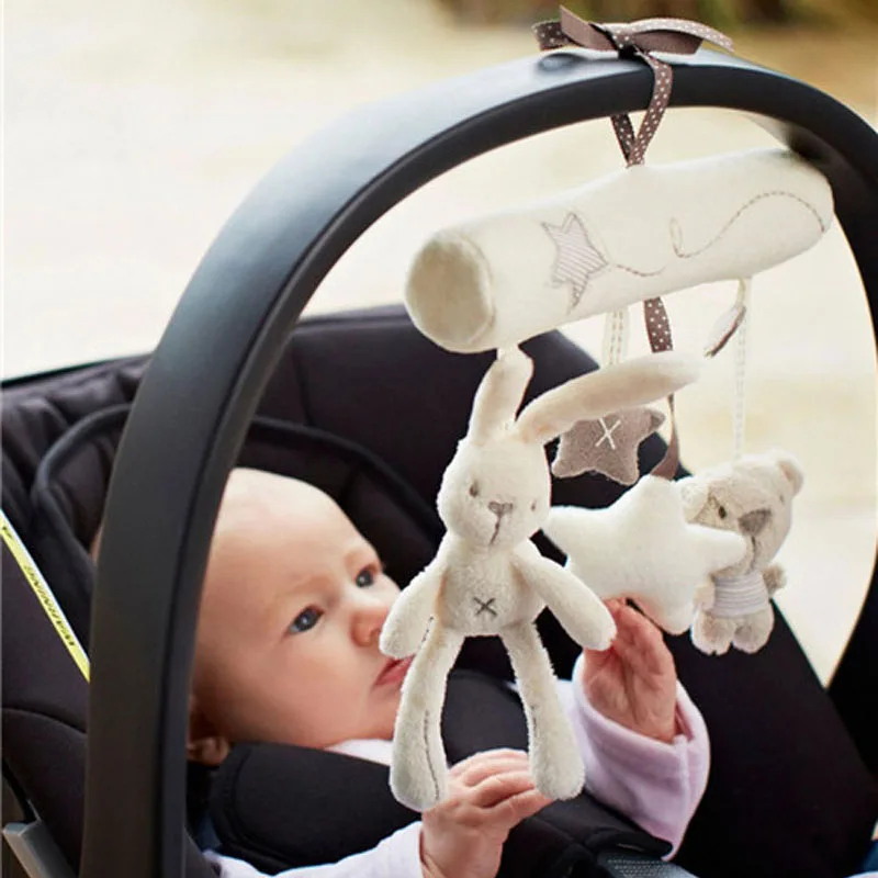 Детские погремушки с изображением кролика для новорожденных музыкальная