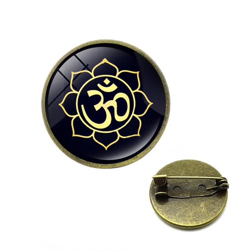 Ретро Ом АУМ символ Мандала Броши Булавки буддийский Йога стекло кабошон