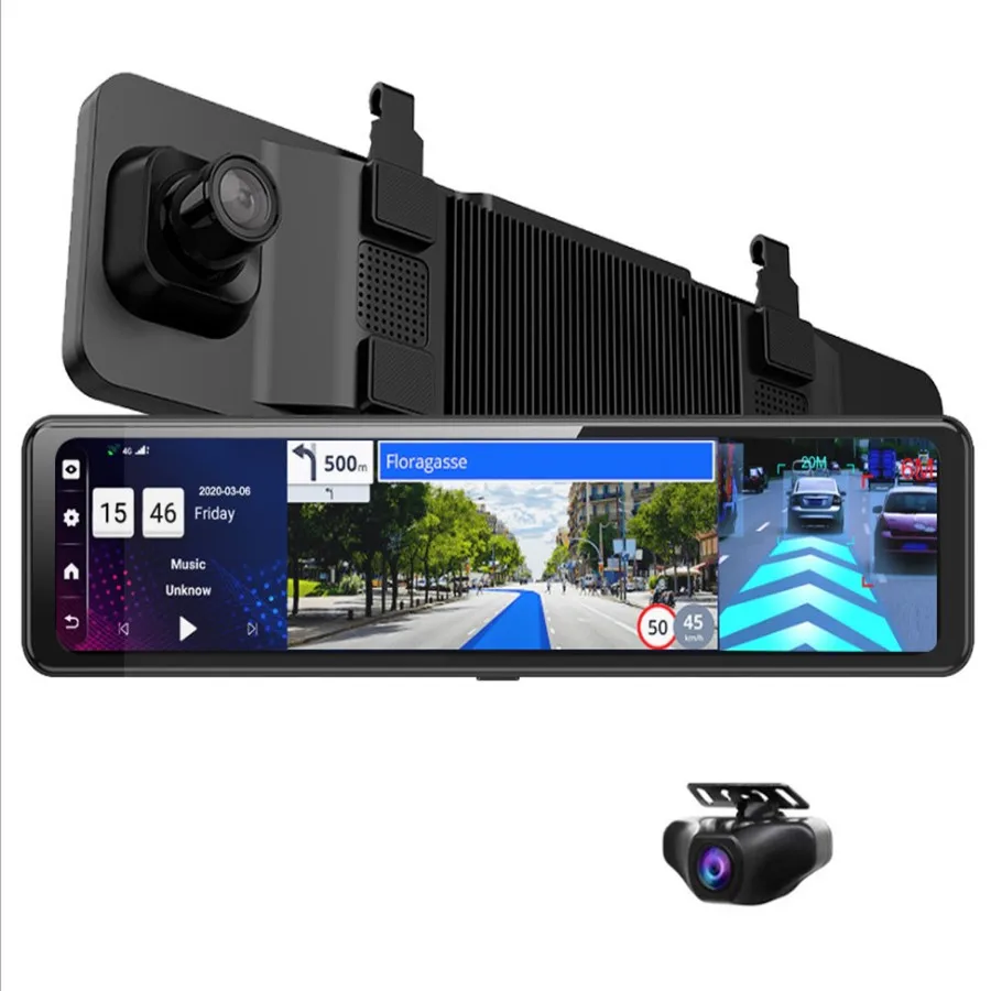 12 Inch 4G Car Mirror Android 8.1 Dvr Dash Camera 1080P Dual Wifi GPS Navigation ADAS Remote Video Surveillance |