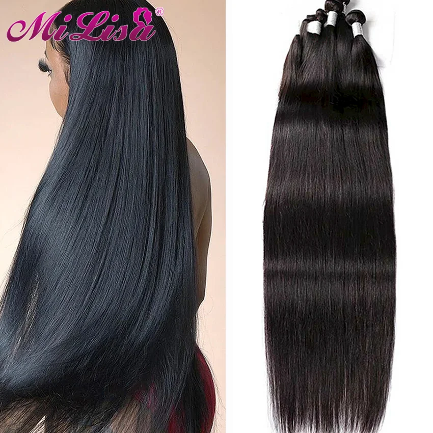 

Straight Human Hair Bundles 30 Inch Bundles Mi Lisa Hair 3 Bundles Deal Back Malaysian Hair Bundles Natural Remy Hair Extensions