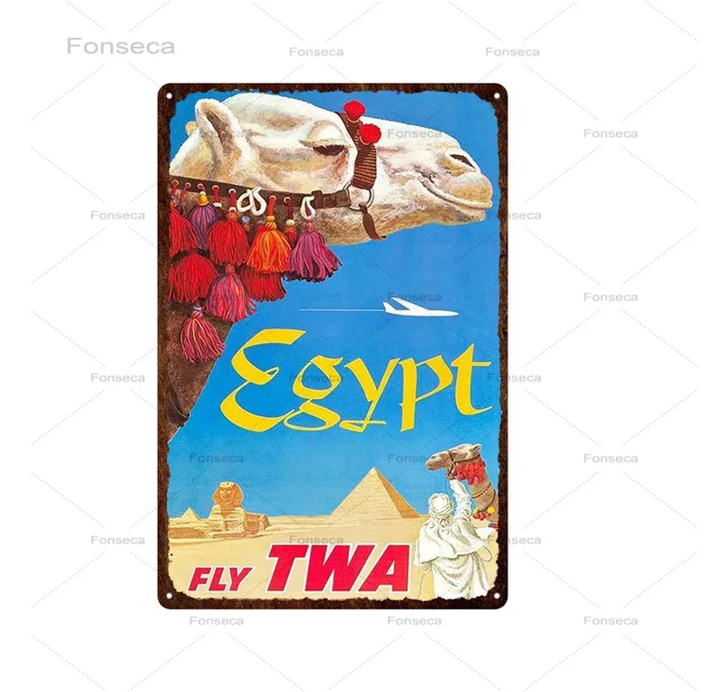 Винтажный городской пейзаж металлический знак Египетский Флорида Нью-Йорк