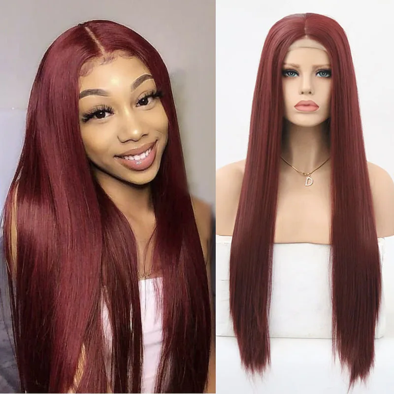 Харизма бордовый красный парик термостойкие волосы прямые синтетический