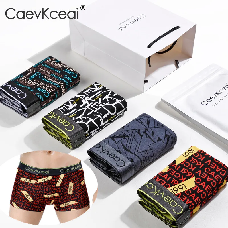 

4PCS/Set High Quality Brand Boxer Mens Underwear U Convex Boxers Shorts Sexy Soft Male Panties Printed calvin cueca Underpants