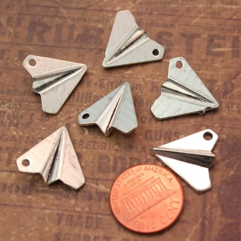 

15Pcs Paper Airplane Charms Antique Silver Color Double Sided 3D Pendant Findings DIY Handmade Accessories Jewelry Making