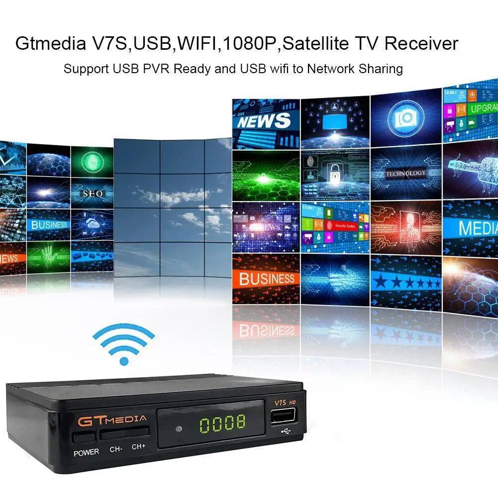 Беспроводной спутниковый приемник цифровая коробка Freesat/Gt медиа V7S HD fta dvb S2, V7HD набор обновления-top box