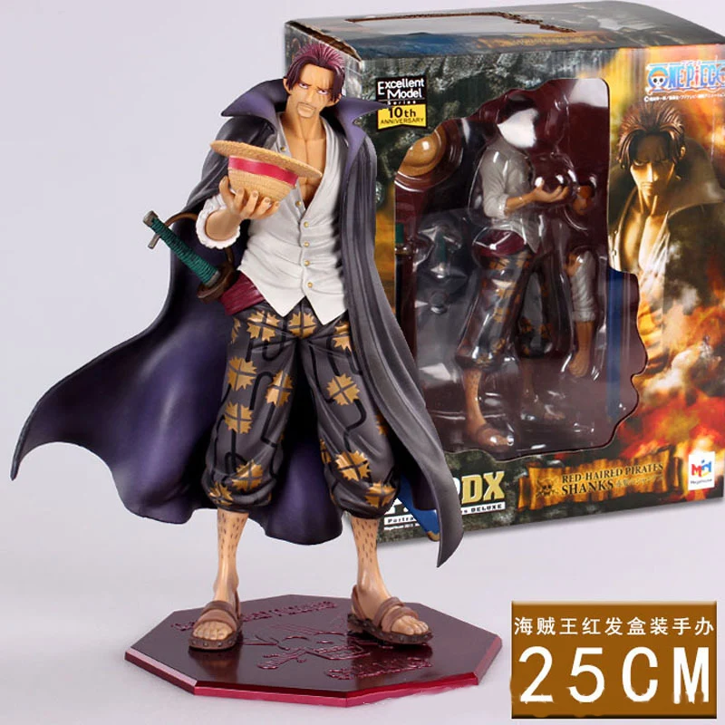 

25Cm Japanese Anime Action Figure One Piece Great Characters Redhead Shanks Classic Collectable Model Toys Dolls Gifts