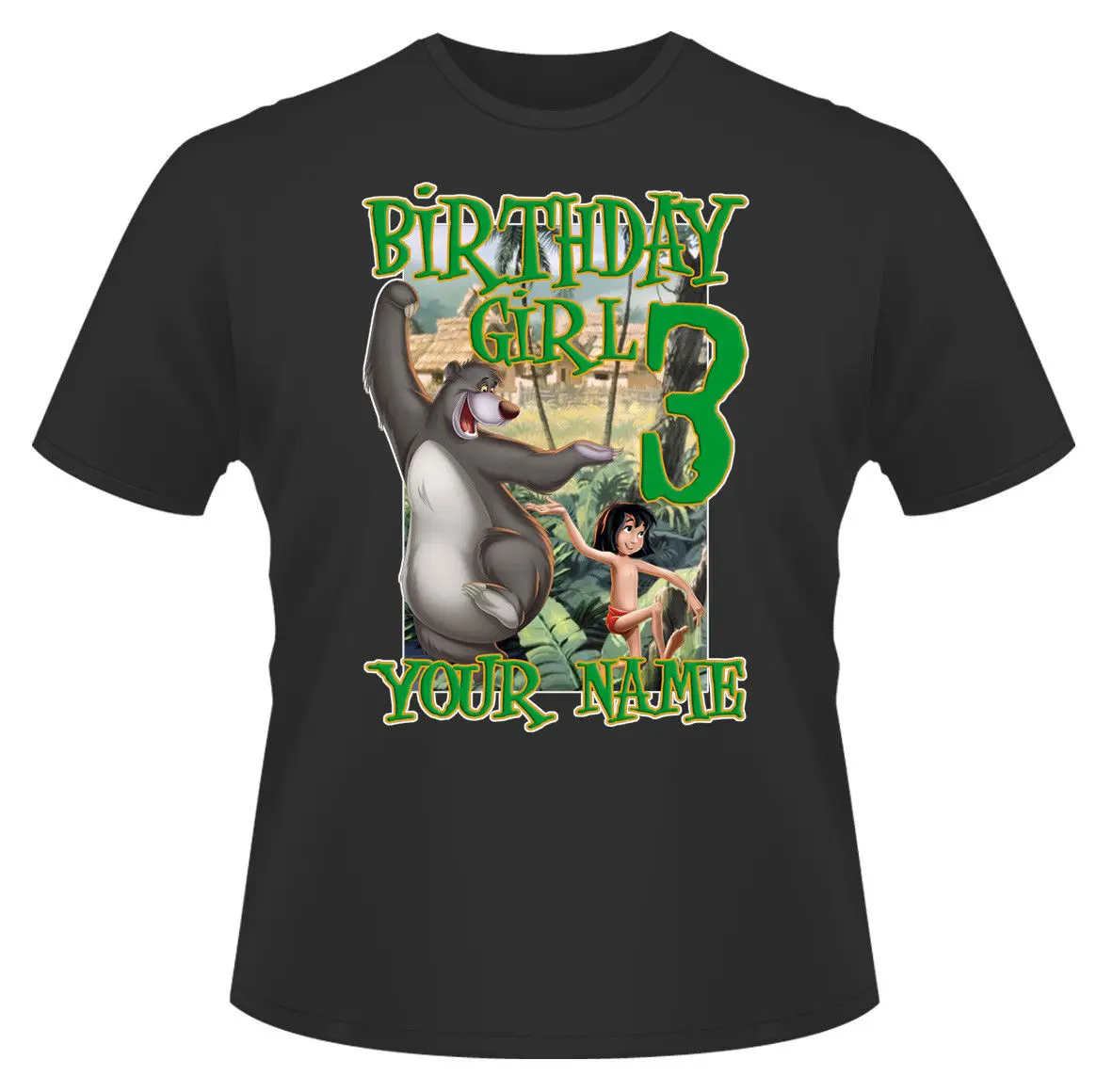 Индивидуальная футболка для девочек в стиле Книга джунглей на день рождения