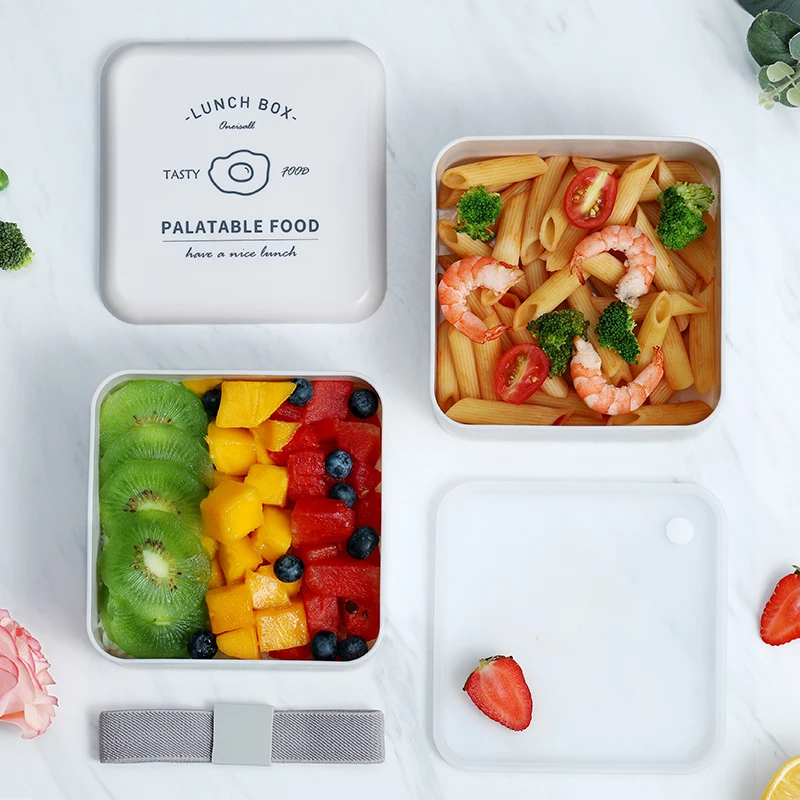 Ланч-бокс двойной слой 2 сетки Bento коробки японский контейнер для продуктов портативный Microwavable для детей офиса
