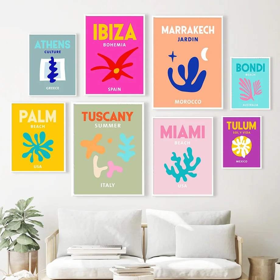 

Ibiza Mykonos Tulum Tuscany Athens Madrid Wall Art Canvas Painting Nordic Posters And Prints Wall Pictures For Living Room Decor