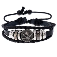 new jewelry retro beaded skull leather bracelet simple and versatile adjustable men and women leather accessories