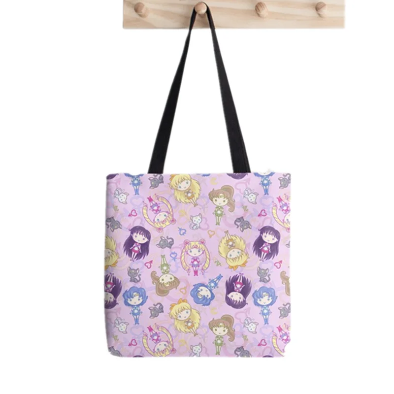 

2021 Shopper Moon CutiEs Cartoon printed Tote Bag women Harajuku shopper handbag girl Shoulder shopping bag Lady Canvas Bag