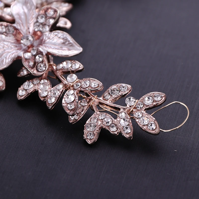 Новый свадебный аксессуар для волос Стразы с листьями и цветами повязка на