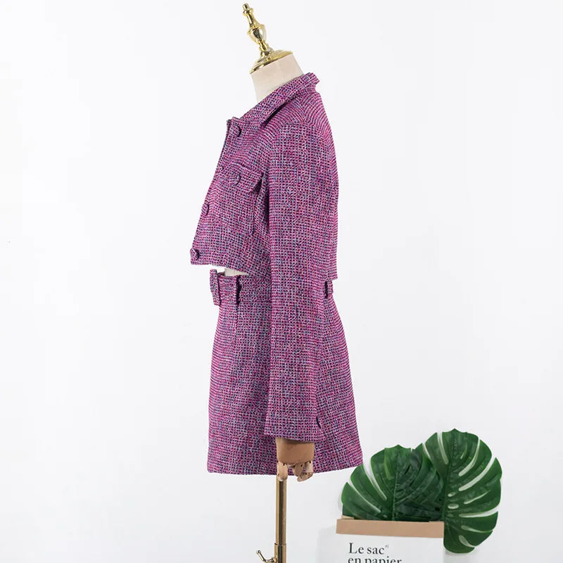 Комплект женский из двух предметов элегантный короткий пиджак с длинным рукавом