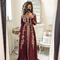 muslim evening dresses a line v neck long sleeves chiffon dubai abaya saudi arabic moroccan long evening gown prom dresses prom