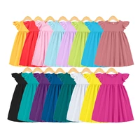 baby summer clothes 12m 6t infant kid baby girl solid flutter pearl dress fly sleeve ruffle party cotton kids dresses for girls