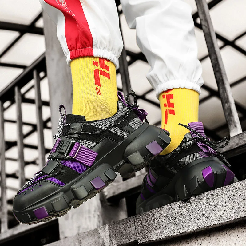 

2021Spring Autumn New Men Chunky Casual Shoes Fashion Breathable Man Black Dad Sneakers Thick Sole