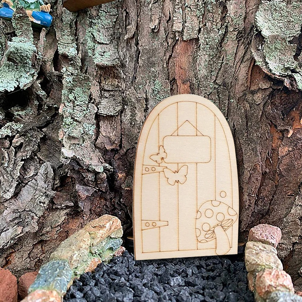 

DIY Wooden Fairy Elf Door Mini Craft Kit Christmas Door Decoration Vintage Miniature Fairy Garden Accessories Gift Parties Decor