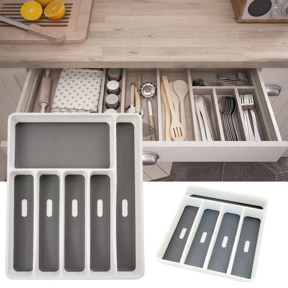 

Plastic Cutlery Tray Kitchen Drawer Organizer Separation Cutlery Organizer for Spoon Fork Shelf Tableware Storage Box