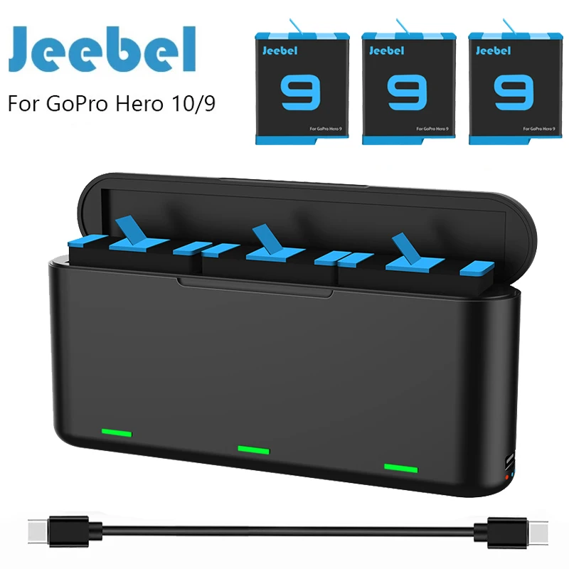 

GoPro 10 Battery Charger Storage Box Support Reverse Charging Rechargeable 1730mAh Batteries For Go Pro Hero 10 9 Accessories