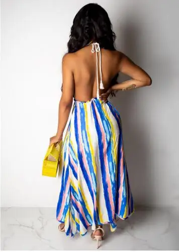 Пикантные Для женщин пляжное платье с полосками туника для бикини (Bikini Cover Up)