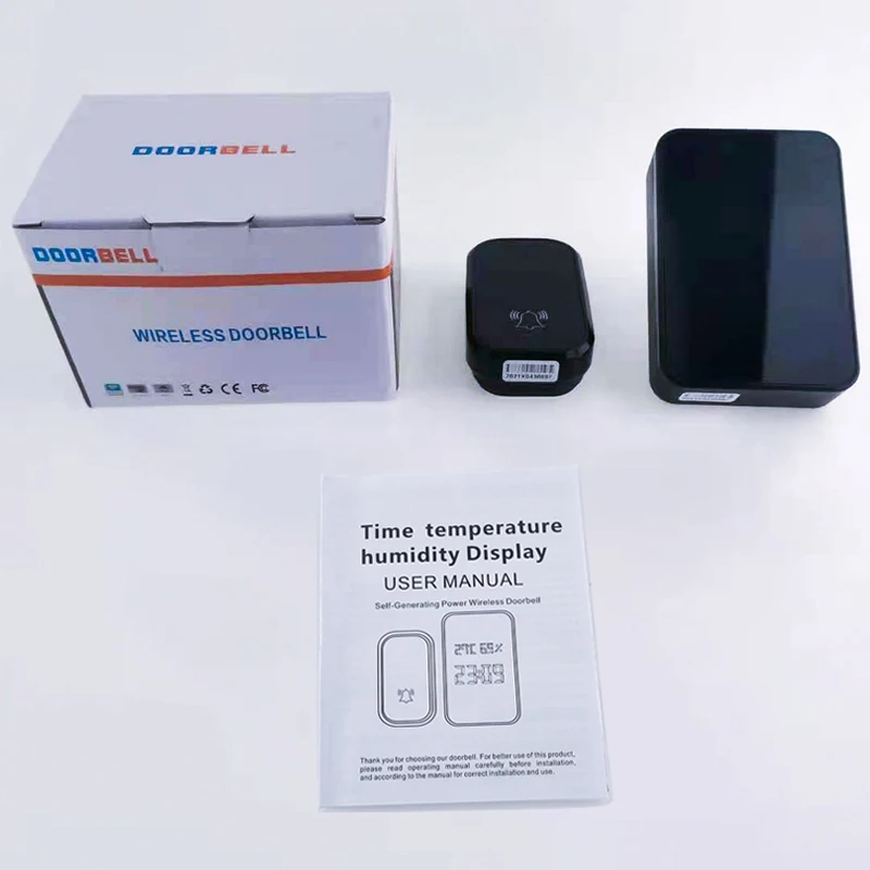 

Digital Wireless Doorbell Smart Waterproof Chime Ring No Battery Intelligent Temperature Time Eu Plug Home Security Door Bell