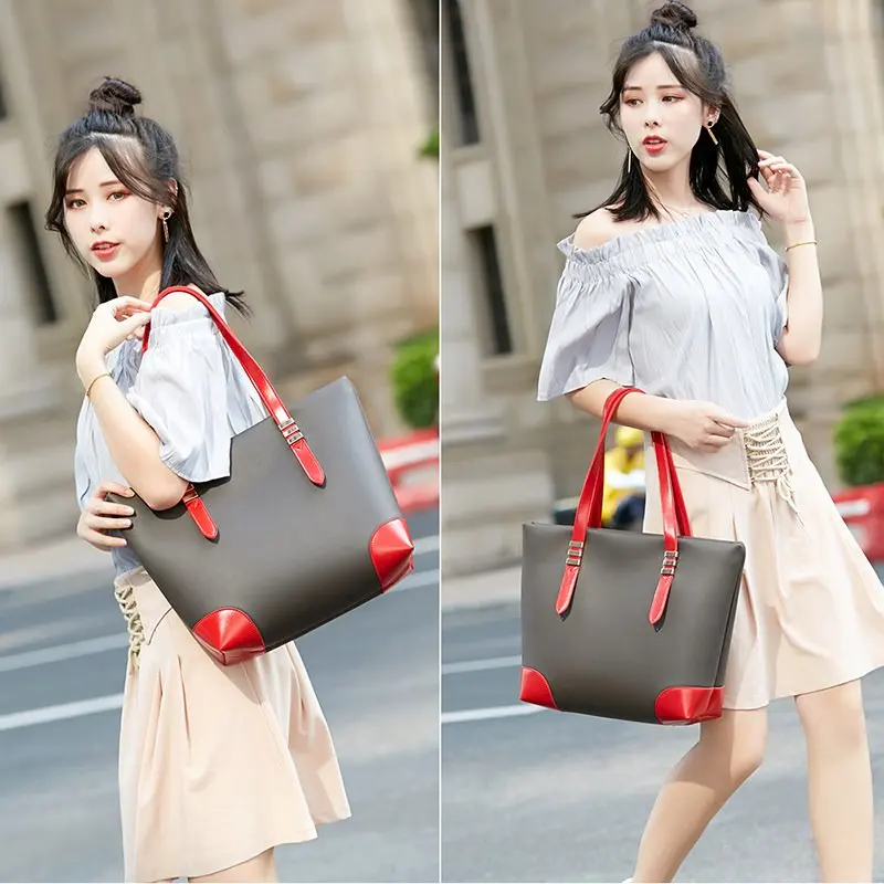 

High Quality Patchwork Women Handbag PU Leather Large Tote Bags for Daily Work