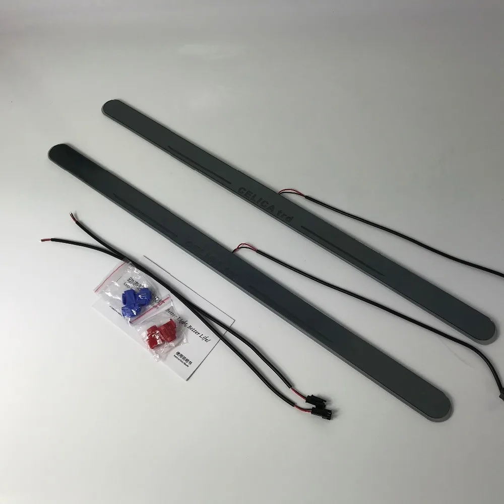 

eOsuns led moving door scuff for Toyota celica trd dynamic door sill plate flat lining overlay Flowing/still light