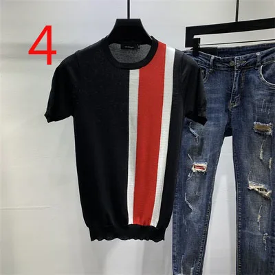 

T-shirt men's short-sleeved ice silk tight summer 2020 new ultra-icy knitted half-sleeved thin section