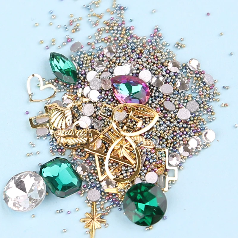 DIY 3D украшение для ногтей из бриллиантов Красочные смешанные микро бусины