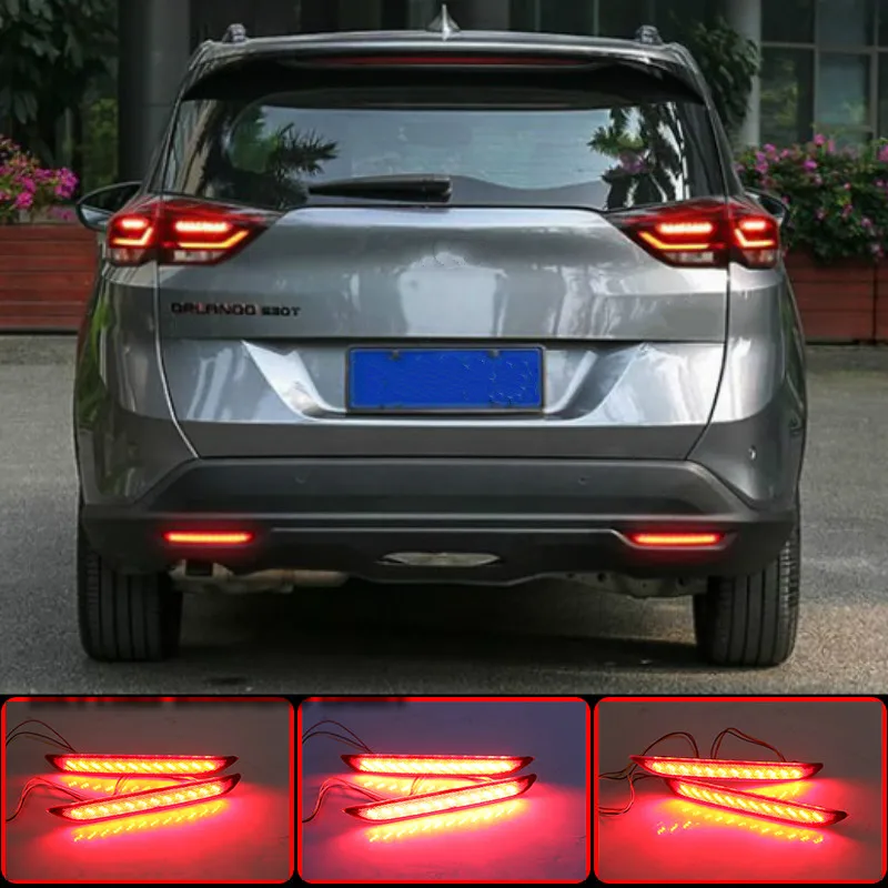 2pcs LED Red Len Rear Bumper Reflector LED Stop Brake Tail Light Lamp For Chevrolet ORLANDO 2018 2019 Car Accessories