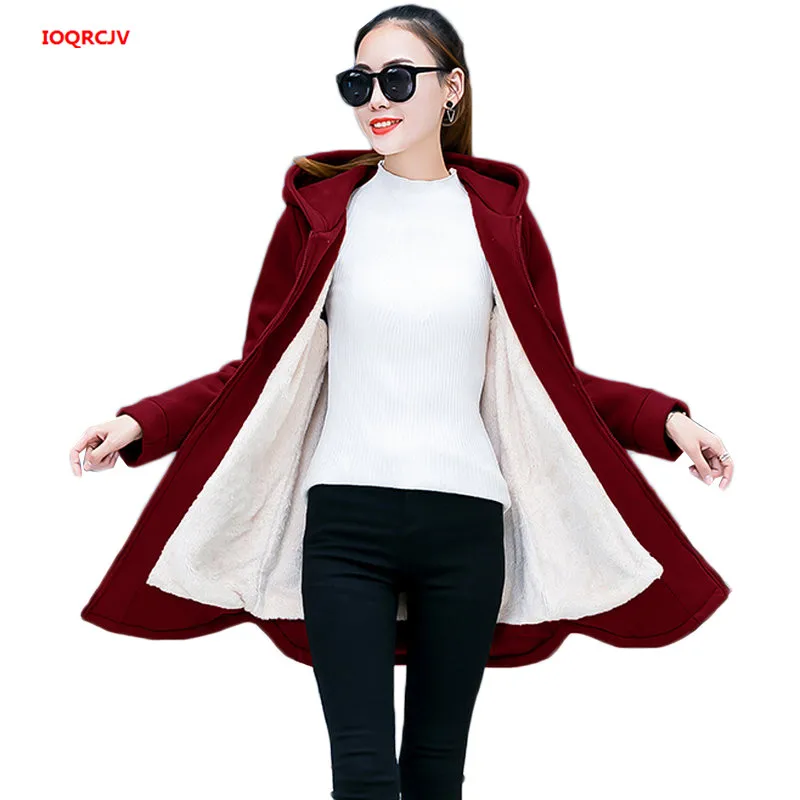 Женская флисовая куртка с капюшоном Длинная ветровка размера плюс 4XL теплая